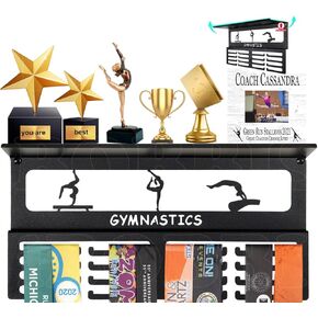 Non-Slip Medal Hanger Display Trophy Shelf, Gymnastics Medal Hanger Display for Wall with 4 Rows,Trophy Medal Display Upgraded Medal Holder Display for gymanstics