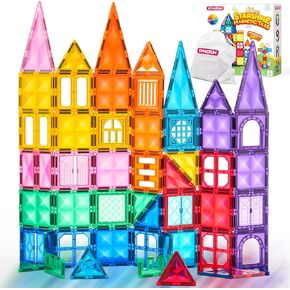 SYNCFUN 66PCS Magnetic Building Tiles, Toys for Toddler, 2D & 3D Magnet Tiles, Durable and Creative STEM Building Toys for Kids Aged 3-5 4-8, Educational Gift