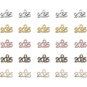 Ruwado 50 Pcs 2025 Year Jewelry Making Kits Metal Small Signet 1.4 x 0.9 cm Cute Kits for Bracelet Necklace Earring Keychain Crafting DIY Graduation Tassel Parties Decoration (Colorful) in Kuwait