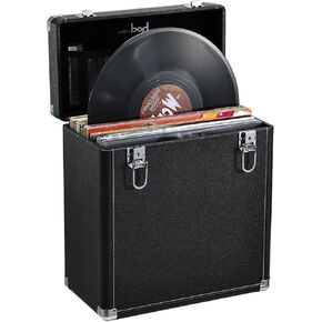 Vinyl Record Storage Box Fits all Standard Records - 33 1/3, 45 and 78 RPM, Holds 45 Albums, Perfect for your Treasured Record Collection 13x6x13 inches