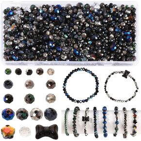 1035pcs Crystal Glass Beads Jewelry Making Kit -Faceted Rondelle Crystal Beads Bracelets for Jewelry Making AB Colored Crystal Beads Necklace Making Kit DIY Crafts Gift for Beginners Woman(golden)