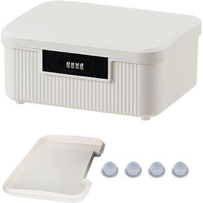 PENCK Lock Box Lockable Storage Bin 4.2 Gallon/16 Liter Plastic Storage Container Versatile Organizer with Changeable Lock for Outdoor Travel Home Office School, Milk White