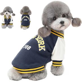 Vintage New York Dog Varsity Jacket - Warm Fleece Pet Coat for Small and Medium Dogs, Stylish Embroidered Design, Comfortable and Machine Washable, Perfect for Fall and Winter (X-Large)