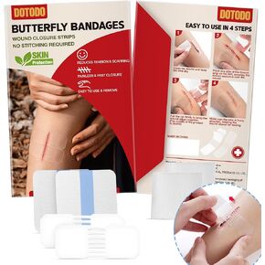 Emergency Wound Closure Device - FSA/HSA - Dotodo 4PCS Laceration Closure Strips - Elastic Skin Closure Device | Stretchable & Shrinks Back to Close The Cut（Patented Product）
