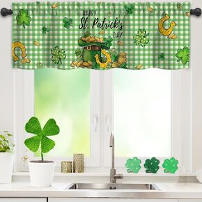 Christmas Valances for Kitchen Windows, Christmas Tree Valances for Window, Farmhouse Valance Curtain, Rod Pocket Window Treatment Valance for Kitchen, Bathrooms, Living Room, 54 x 18 in