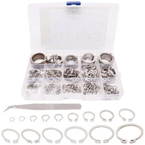 165pcs Retaining Kings, 15 Sizes External Snap Ring Set Alloy Steel Internal Circlip Snap Rings Assortment Kit for Pins, Studs Grooved Shafts (Black)