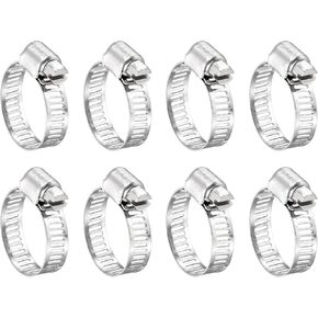 uxcell 8 Pcs Hose Clamps, Stainless Steel 13/16"- 1-1/2"(21-38mm) Adjustable Worm Gear Drive Hose Clamps Pipe Clamp for Plumbing Dishwasher Automotive Washing Machine, Silver