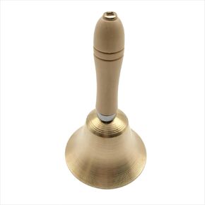 Solid Brass Hand Bell with Wooden Handle, Super Loud Call Bell Used for Wedding, School, Game and Service (Dia. 4.33 Inch)