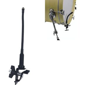 Drum Rim Microphone Clamp 15mm Thread Head Drum Microphone Clip with 9.84inch Gooseneck Tension Rod, Percussion Microphone Mount Attachment for Drum Set Bass Drum Hoop