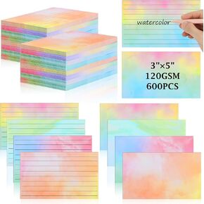 Colored Ruled Index Cards 3x5 Note Cards 120Gsm Watercolor Cards Stationery Paper With Lines Flash Cards For Studying Blank Writing Cards Colored Paper For School Office Learning Greeting (300) in Kuwait