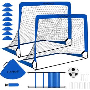 Soccer Goals for Backyard Set of 2, 4x3 ft Portable Kids Soccer Goal Soccer Net with Ball, Ladder, and Cones Pop Up Soccer Goal Set of 2 for Kids Age 3-5, 6-8 Outdoor Sports Games