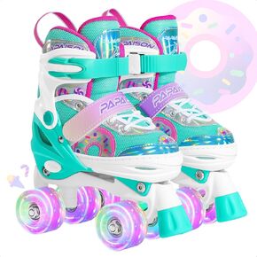 PAPAISON Adjustable Roller Skates for Girls Illuminating Wheels Beginners Rollerskates for Kids Toddler