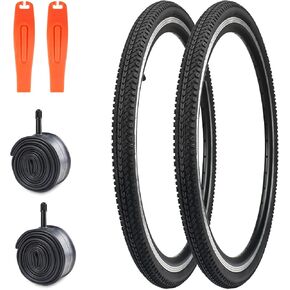 2 Pack 24/26x1.5 Bike Tire with Tubes City Bike Tire Mountain Bike Tire Vintage Bicycle Tire Compatible Replacement Bicycle Tire