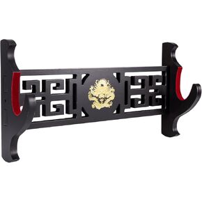 Katana Display Stand Weapon Stands, Velvet Padded Sword Holder Wall Mount Wakizashi Samurai Sword Rack Dragon Logo (2 Tier)