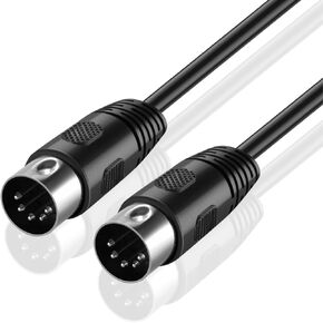 TNP MIDI Cable (25FT) - 5 Pin DIN Male Audio MIDI to MIDI Connector Interface Jack Plug Wire Cord