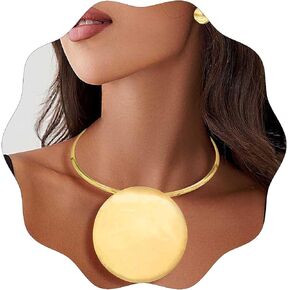Barode African Choker Necklace Gold Round Necklaces Gothic Chunky Statement Necklaces and Earrings Set Jewelry for Women and Girls