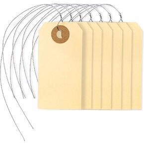 Perco Manila Shipping Tags #5 4 3/4" x 2 3/8" (12 x 6 cm) with Metal Wire Pack of 100