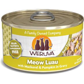 Weruva Classic Cat Food, Meow Luau with Mackerel & Pumpkin in Gravy, 3oz Can (Pack of 24)
