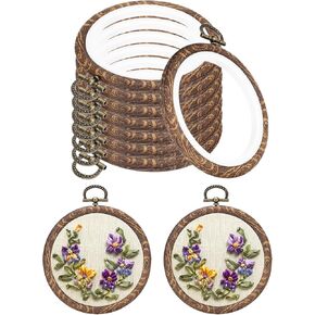 PATIKIL 5inch Embroidery Hoops, 10Pieces Imitated Wood Circle Frame Cross Stitch Hoop Ring for Embroidery Art Craft Sewing Ornaments Hanging Decoration