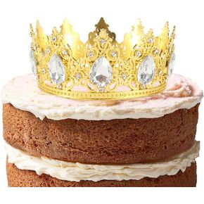 Crown Cake Topper Gold Silver Mini Crowns for Flower Bouquets Small Crystal Tiara for Girls Baby Princess Birthday Wedding Baby Shower Accessories Paper Cup Cake Decoration