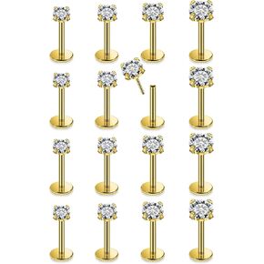Lsnevsie 20G Push in Theadless Nose Rings Studs Stainless Steel Hypoallergenic Nose Rings Studs Piercing Jewelry for Women Men Diamond 1.5mm 2mm 2.5mm 3mm