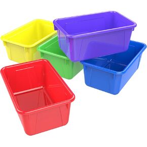 Storex Small Cubby Bins – Plastic Storage Containers for Classroom, 12.2 x 7.8 x 5.1 inches, Candy Violet, 5-Pack (62478A05C)