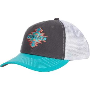 ARIAT Women's Aztec Name Mesh Snap Back Cap, Grey, Turquoise, Coral, One Size