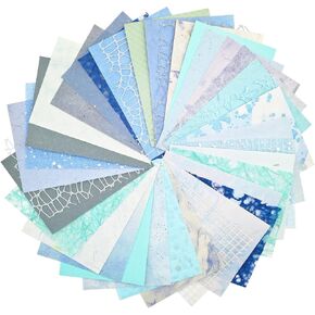 42 Sheets Textured Scrapbook Paper and Mesh Fabric Assorted Set, Junk Journal Supplies Assorted Set, Special Paper for Scrapbooking Materials Card Embellishments 3.9x5.5 Inch (Brown)