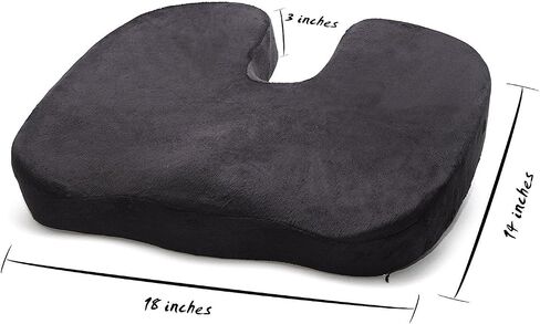 JUWENIN,Coccyx Orthopedic Comfy Pro Memory Foam Seat Cushion for for Home Office Desk Chairs, Auto Seats, Sports Stadium Seats (Grey) in Kuwait