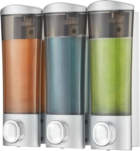 Shampoo and Conditioner Dispenser Wall Mounted, Shower Soap Dispenser 3 Chamber No Drill, Refillable Bathroom Shampoo Dispenser Set, Wall Shampoo Conditioner Body Wash Dispenser (Black) in Saudi Arabia