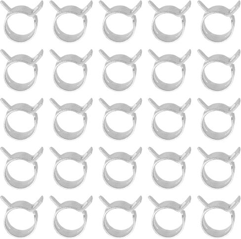 PATIKIL Spring Band Hose Pipe Clamps for 13-14.6mm OD Hose, 25 Pack Silicone Vacuum Constant Tension Band Clips for Fuel Line Silicone Air Hose Tube Water Pipe, Silver in Saudi Arabia