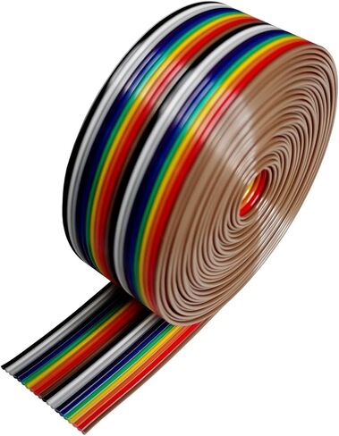 4 M 16-Wire 1.27 mm Pitch Rainbow Color Flat Ribbon Cable IDC Wire Cable 28 AWG UL2651 (16 Wire 4 Meters) in Saudi Arabia