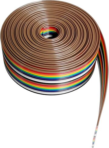 4 M 16-Wire 1.27 mm Pitch Rainbow Color Flat Ribbon Cable IDC Wire Cable 28 AWG UL2651 (16 Wire 4 Meters) in Saudi Arabia