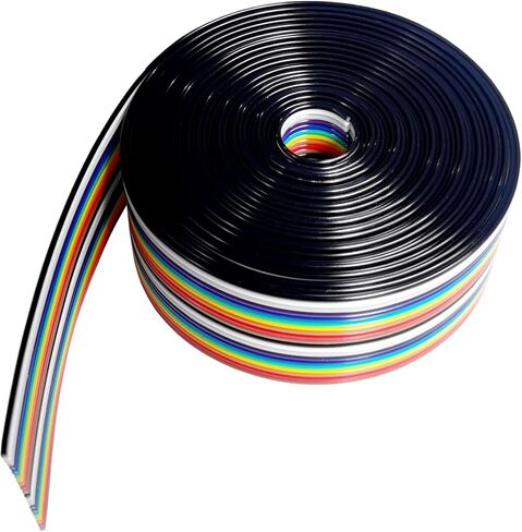 4 M 16-Wire 1.27 mm Pitch Rainbow Color Flat Ribbon Cable IDC Wire Cable 28 AWG UL2651 (16 Wire 4 Meters) in Saudi Arabia