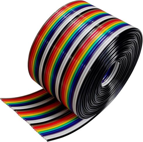 4 M 16-Wire 1.27 mm Pitch Rainbow Color Flat Ribbon Cable IDC Wire Cable 28 AWG UL2651 (16 Wire 4 Meters) in Saudi Arabia