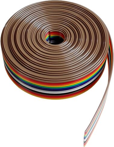 4 M 16-Wire 1.27 mm Pitch Rainbow Color Flat Ribbon Cable IDC Wire Cable 28 AWG UL2651 (16 Wire 4 Meters) in Saudi Arabia
