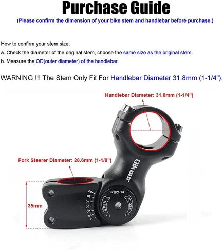 Bike Stem Adjustable 60 Degree 31.8mm (1-1/4") / 25.4mm (1") Handlebar Stem for MTB, Road Bike, Fits Standard 28.6mm (1-1/8") Steering Tube in Saudi Arabia