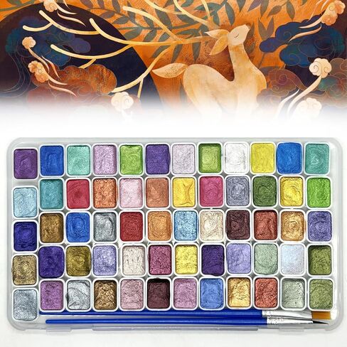 20 Colors Forestey Shifting Watercolor Painting Set, Color Shifting Watercolor Paint Set, Forestry Paint Set, 20 Colors Glitter Water Colour Solid Paint, for Kids Adults Beginners Artists (A + B) in Kuwait