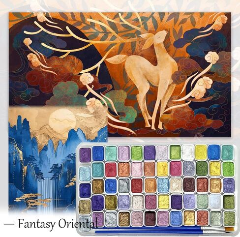20 Colors Forestey Shifting Watercolor Painting Set, Color Shifting Watercolor Paint Set, Forestry Paint Set, 20 Colors Glitter Water Colour Solid Paint, for Kids Adults Beginners Artists (A + B) in Kuwait
