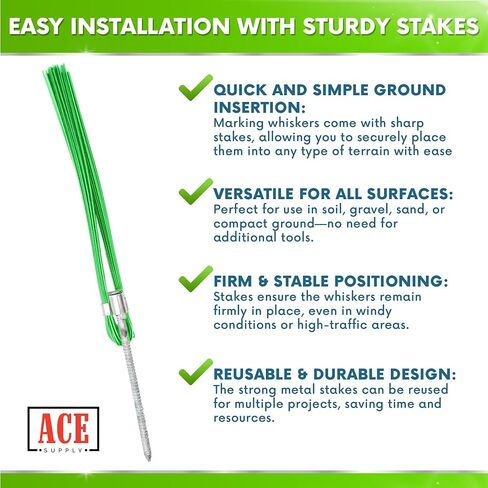Orange Marking Whiskers With Stakes - 25 Pack - Durable Marking Whisker Set - Use Survey Whiskers As Ground Markers, Construction Markers, Or Trail Markers in Saudi Arabia