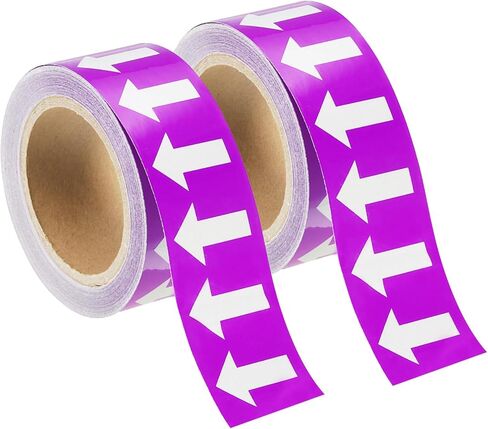 MECCANIXITY Directional Pipe Flow Arrow Adhesive Tape Pipeline Arrow Stickers 2 Inch x 65 Ft Pipe Identification Marking Labels for Pipe Flow Markers, White on Brown Pack of 2 in Kuwait