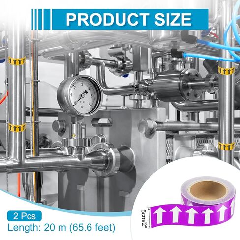 MECCANIXITY Directional Pipe Flow Arrow Adhesive Tape Pipeline Arrow Stickers 2 Inch x 65 Ft Pipe Identification Marking Labels for Pipe Flow Markers, White on Brown Pack of 2 in Kuwait