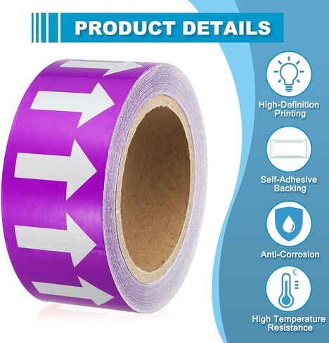 MECCANIXITY Directional Pipe Flow Arrow Adhesive Tape Pipeline Arrow Stickers 2 Inch x 65 Ft Pipe Identification Marking Labels for Pipe Flow Markers, White on Brown Pack of 2 in Kuwait