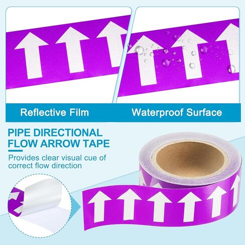 MECCANIXITY Directional Pipe Flow Arrow Adhesive Tape Pipeline Arrow Stickers 2 Inch x 65 Ft Pipe Identification Marking Labels for Pipe Flow Markers, White on Brown Pack of 2 in Kuwait