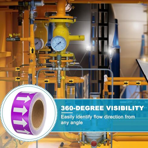 MECCANIXITY Directional Pipe Flow Arrow Adhesive Tape Pipeline Arrow Stickers 2 Inch x 65 Ft Pipe Identification Marking Labels for Pipe Flow Markers, White on Brown Pack of 2 in Kuwait