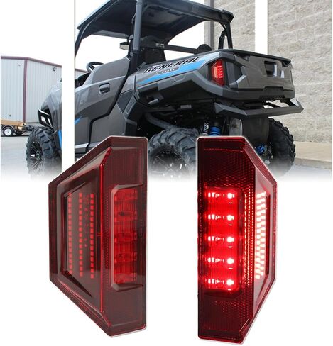 Upgraded 2 PCS UTV Tail Lights for Polaris Ranger 570 Full Size XP 900 Ranger 570 900 1000 GENERAL 1000 2015 - 2020, [Double Side Full LED Design] Red LED Taillights Rear Brake Stop Light-Smoked Lens in Saudi Arabia