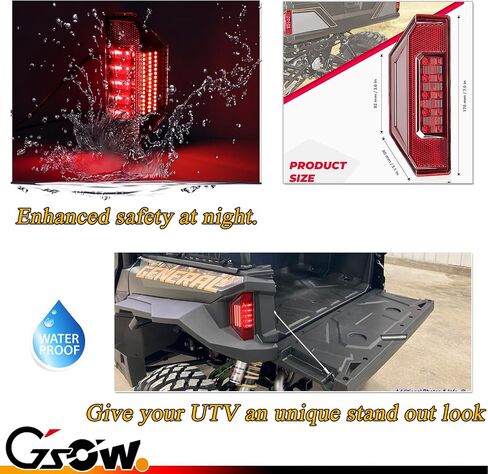 Upgraded 2 PCS UTV Tail Lights for Polaris Ranger 570 Full Size XP 900 Ranger 570 900 1000 GENERAL 1000 2015 - 2020, [Double Side Full LED Design] Red LED Taillights Rear Brake Stop Light-Smoked Lens in Saudi Arabia
