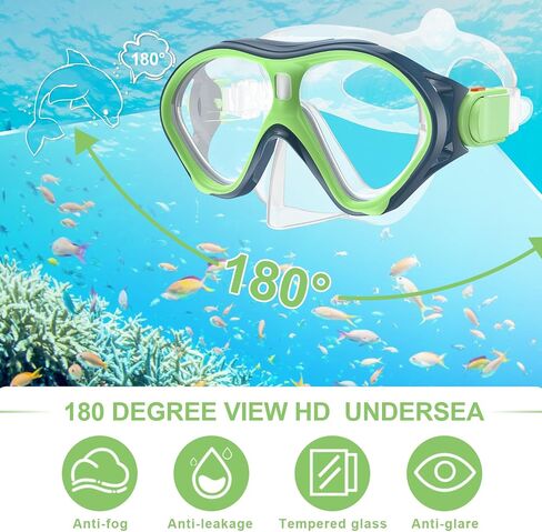Gintenco Snorkeling Gear for Kids, Dry Top Kids Snorkel Set for Age 6-14, Anti-Fog Tempered Glass Swimming Goggles Anti Leak Diving Mask 180 Degree View for Youth Toddler Girls Boys in Saudi Arabia