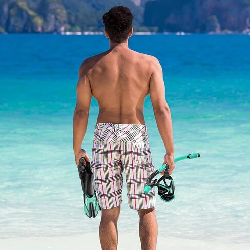 Snorkeling Gear for Adults, Mask Fin Snorkel Set, Dry Top Snorkel, Snorkeling Kit Travel Diving Package, Panoramic View Anti-Fog Anti-Leak Adjustable Swim Fins (L/XL) in Saudi Arabia