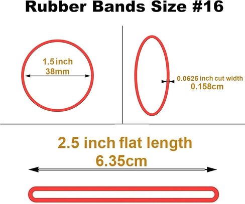 Rubber Bands, 600PCS Size16 Strong Durable Elastic Bands #16 Rubber Bands for Office Supplies Home School File Rubber Band(2-1/2" x 1/16") in Kuwait